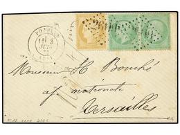 1842 FRANCIA. Yv.35 (2), 59. 1872. PONTIEU A VERSAILLES. <B>15 Cts.</B> Bistre Y <B>5 Cts.</B> Verde S. Azul. Raro Franq - Sonstige & Ohne Zuordnung