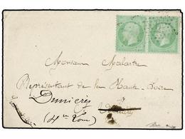 1848 FRANCIA. Yv.35 (2). 1872. PARIS A VERSAILLES. <B>5 Cts. </B>verde S. Azul Pareja. F. CALVES Y GOEBEL. Yvert.500?. - Other & Unclassified