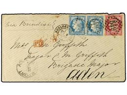 1856 FRANCIA. 1874 (Jan 9). Cover From Boulogne Via Brindisi To Aden, Franked By 1871-75 <B>25c.</B> Blue (2) And <B>80c - Other & Unclassified