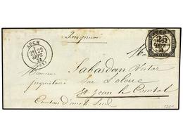 1859 FRANCIA. Yv.T-5. 1873. <B>TASAS.</B> AUCH A ST. JEAN LE COMTAL. Circulada Con Sello De Tasa De <B>25 Cts.</B> Negro - Other & Unclassified