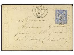 1881 FRANCIA. 1878. Decorative 'Valentine' Envelope To ANDRESY Franked <B>25c.</B> 'Sage' Cancelled <B>PARIS</B> Datesta - Other & Unclassified