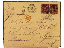 1885 FRANCIA. 1879 (July 14). Registered Cover Bearing Scarce Pair Of 1878 Type Sage <B>25c</B> Black On Red Tied By <B> - Other & Unclassified