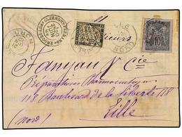 1908 FRANCIA. 1892. CLERMONT FERRAND A LILLE. Tarjeta Hecha Con Dos Papeles Pegados A Imitación De Un Entero Postal, Al  - Other & Unclassified