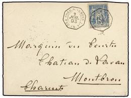 1911 FRANCIA. 1893 (2 Julio). Sobre Escrito Circulado A FRANCIA. <B>15 Cts.</B> Azul (tarifa Militar), Mat. Octagonal <B - Other & Unclassified