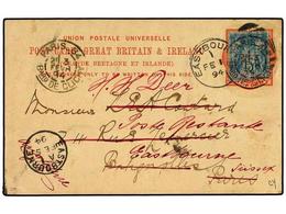 1912 FRANCIA. 1894 (Feb 1). <B>1 D. </B> Jubilee Stationery Card Used From EASTBOURNE To FRANCE, Readdressed And Returne - Other & Unclassified
