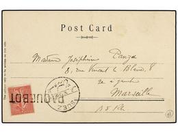 1934 FRANCIA. 1906. SUEZ A MARSELLA. <B>10 Cts.</B> Rosa, Mat. Lineal <B>PAQUEBOT</B> Y Fechador <B>SUEZ.</B> (Salles 19 - Sonstige & Ohne Zuordnung