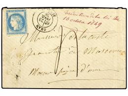 1985 ARGELIA. 1876 (Feb. 23). Cover From ORAN To MASCARA Franked By <B>MARSEILLE POSTAL FORGERY</B> Ceres <B>25c. </B>br - Sonstige & Ohne Zuordnung