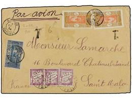 2017 DAHOMEY. 1934. DJOUGOU A FRANCIA. <B>1 Fr.(2) Y 1,50 Fr.,</B> Tasada A La Llegada Con 6 Fr., Pagados Con Sellos Fra - Otros & Sin Clasificación