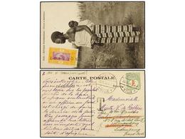 2018 DAHOMEY. 1935. DAHOMEY A LUXEMBURGO. Tarjeta Postal Con Sello De <B>30 Cts.</B> Mat. Lineal <B>PAQUEBOT.</B> Tasada - Otros & Sin Clasificación