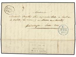2029 GUADALUPE. 1833 (April 6). Entire Letter From PARIS To BASSE TERRE (Guadeloupe) 'en Station Aux Antilles' Struck Wi - Autres & Non Classés