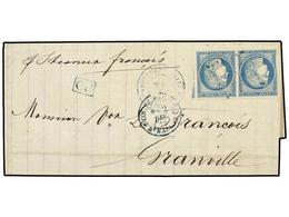 2046 GUADALUPE. 1873 (Nov 9). Entire Letter From POINTE A PITRE To FRANVILLE (France) Bearing Imperforate General Issues - Other & Unclassified