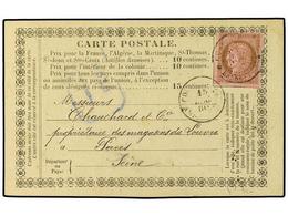 2055 GUADALUPE. 1880. Postal Stationary Card Addressed To FRANCE Bearing French General Colonies <B>10 C</B> Brown/rose< - Otros & Sin Clasificación