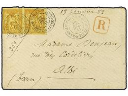 2056 GUADALUPE. 1881. POINTE A PITRE A FRANCIA. Circulada Con Una Pareja Del <B>25 Cts.</B> Bistre De Colonias. Carta Ce - Otros & Sin Clasificación