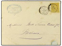 2066 GUADALUPE. 1887. POINTE A PITRE A FRANCIA. Circulado Con Sello De Colonias De <B>25 Cts.</B> Amarillo, Mat. Octogon - Other & Unclassified