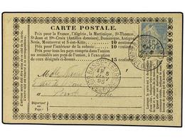 2071 GUADALUPE. 1895. Postal Stationary Card Addressed To POINTE-A-PITRE<B> </B>bearing French General Colonies <B>15 C< - Other & Unclassified