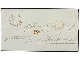 2091 INDIA FRANCESA. 1860 (April 21). Cover From PONDICHERY To BORDEAUX Struck With Circular <B>BUREAU DE PONDICHERY</B> - Other & Unclassified