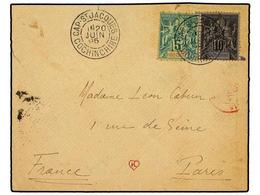 2104 INDOCHINA. 1895. Cover Used To PARIS Bearing INDO CHINE <B>5 C. & 10 C.</B> Cancelled By The <B>CAP ST JACQUES/COCH - Other & Unclassified