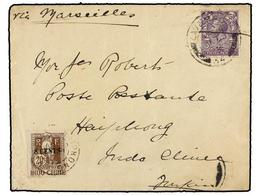 2114 INDOCHINA. 1930. GREAT BRITAIN To INDOCHINA. <B>3 D. </B>purple, Taxed On Arrival With <B>8 Cents.</B> On <B>20 Cts - Otros & Sin Clasificación