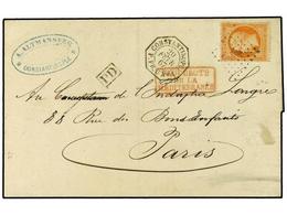 2135 LEVANTE: CORREO FRANCES. Sc.23. 1867 (Feb 20). Entire Letter From CONSTANTINOPLE To PARIS Franked By 1862 <B>40 C.< - Andere & Zonder Classificatie