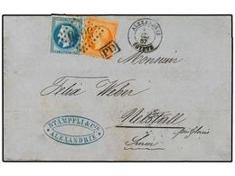 2137 LEVANTE: CORREO FRANCES. 1867. Outer Letter Sheet To SWITZERLNAD Franked By France Perf Napoleon <B>20 C.</B> And < - Otros & Sin Clasificación