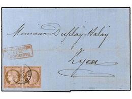 2153 LEVANTE: CORREO FRANCES. 1876. Cover From CONSTANTINOPLE, Franked With Pair <B>10c</B> Ceres And Sent To FRANCE Abo - Sonstige & Ohne Zuordnung