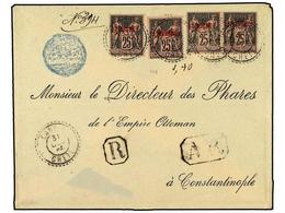 2158 LEVANTE: CORREO FRANCES. 1902. Registered-AR Cover To CONSTANTINOPLE Franked By 1886 <B>1 Pi. On 25 C.</B> Black On - Otros & Sin Clasificación