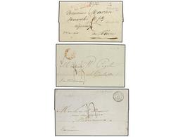 2186 MARTINICA. 1826-42. DESINFECTED MAIL Grup Of Three Covers From ST. PIERRE With Desinfected Cuts. - Other & Unclassified