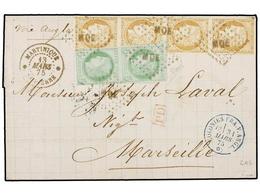 2201 MARTINICA. Ce.17, 19. 1875 (March 13). Cover To MARSEILLE Franked By General Issues 1872 <B>5c.</B> Green On Greeni - Other & Unclassified