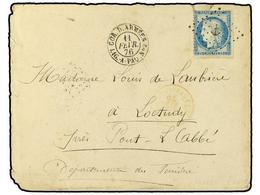 2202 MARTINICA. 1876. FORT DE FRANCE A FRANCIA. Circulada Con Sello Francés De <B>25 Cts.</B> Azul, Mat. <B>ANCLA</B> Y  - Sonstige & Ohne Zuordnung