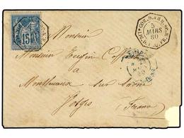 2205 MARTINICA. 1880 (March 5). Military Cover To Vosges, France With Blue Octagonal Cachet On Reverse: <B>'Correspondan - Autres & Non Classés