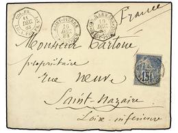 2208 MARTINICA. 1883 (Dec 10). Cover At Military Concession Rate To ST. NAZAIRE Franked By 1881 Dubois <B>15c.</B> Blue  - Sonstige & Ohne Zuordnung