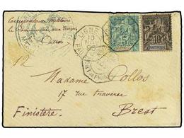 2219 MARTINICA. 1895. Military Mail Envelope To France Bearing <B>5 C</B> Green (Yvert 34) And<B> 10 C</B> Black (Yvert  - Other & Unclassified