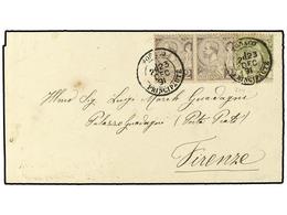 2245 MONACO. 1891(Dec 23). Cover To Florence, Italy From Monte Carlo Franked By Combination Of 1885 <B>1c</B> Olive Gree - Other & Unclassified