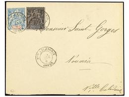 2265 NUEVA CALEDONIA. 1892. Cover To NOUMEA Franked By 1892 <B>10c.</B> Black On Lilac And <B>15c. </B>blue Tied By Scar - Otros & Sin Clasificación