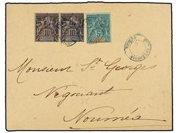 2272 NUEVA CALEDONIA. 1898. Envelope To Noumea Bearing <B>5 C</B> Green (Yvert 44) And<B> 10 C</B> Black/rose (pair) (Yv - Otros & Sin Clasificación