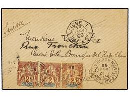 2273 NUEVA CALEDONIA. Ce.42. 1899 (Jan 17). Small Envelope To GENEVA (Switzerland) Franked By 1892 <B>2c.</B> Buff On Ye - Otros & Sin Clasificación