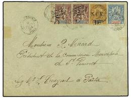 2276 NUEVA CALEDONIA. 1904. Local Mail Envelope Bearing <B>5 On 4 C</B> Brown/lilac (pair) (Yvert 55),<B> 15 On 50 C</B> - Other & Unclassified