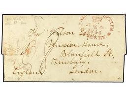 2293 TAHITI. 1840 (April 16). Entire Letter To London From Raiatea Island With Framed <B>'SHIP LETTER'</B> In Black On R - Other & Unclassified