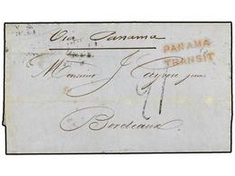 2299 TAHITI. 1852. PAPETE A BORDEAUX. Carta Completa Circulada Vía VALPARAISO (fechador De La <B>B.P.O.</B> Al Dorso ) Y - Otros & Sin Clasificación