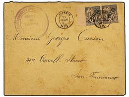 2310 TAHITI. 1894. Envelope To San Francisco Bearing <B>25 C</B> Black (pair) (Yvert 15) Tied By <B>PAPEETE TAITI</B> Do - Sonstige & Ohne Zuordnung