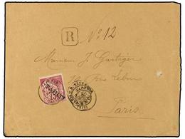 2313 TAHITI. 1895 (Aug 10). Registered Cover To Paris Franked By Single Usage Of 1893 Diagonally Surcharged (reading Dow - Sonstige & Ohne Zuordnung