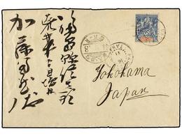 2323 TAHITI. 1911. MAKATEA To YOKOHAMA (Japan).<B> 25 Cts.</B> Blue And Red With Manuscript Cancel<B> MAKATEA</B> And<B> - Autres & Non Classés