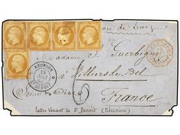 2330 REUNION. 1865 (May 18). Cover Front From St.Benoit To France Franked By France 1862 5x<B>10c </B>bistre, One Cancel - Sonstige & Ohne Zuordnung