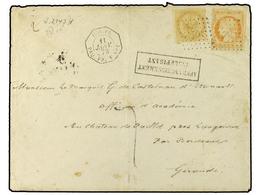 2332 REUNION. 1873. REUNION A FRANCIA. Carta Franqueada Con Sellos De Colonias De <B>10 Cts.</B> Bistre Y <B>40 Cts.</B> - Andere & Zonder Classificatie
