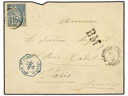2344 REUNION. Ce.51. 1891. Cover At Military Convession Rate To PARIS Franked By Dubois 1881 <B>15c.</B> Blue Tied By <B - Andere & Zonder Classificatie