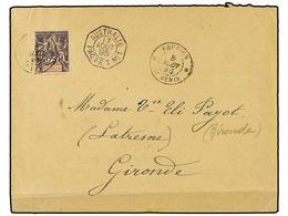 2349 REUNION. Ce.39. 1895 (Aug 8). Cover To France Franked By 1892 <B>25c.</B> Black On Rose Tied By <B>ST. DENIS</B> Cd - Other & Unclassified