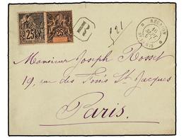 2351 REUNION. 1897 (Sept. 16). Cover To PARIS With Mixed Franking Of General Issues Dubois 1881 <B>25c. </B>black On Lil - Other & Unclassified