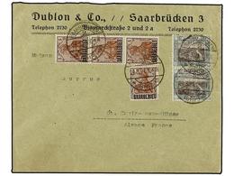 2364 SARRE. Yv.33 (4), 57 (2). 1921. SAARBRUCKEN To FRANCE. Nice Franking. - Andere & Zonder Classificatie