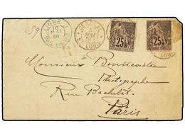 2374 SENEGAL. Ce.54. 1891 (May 5). Cover To PARIS Franked By 1881 Dubois <B>25c.</B> Black On Rose (2) Tied By <B>SENEGA - Andere & Zonder Classificatie