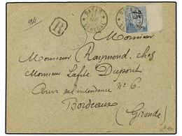 2375 SENEGAL. 1892 (Nov 17). Registered Cover To BORDEAUX Franked By Marginal <B>75c. On 15c</B>. Blue Tied By <B>DAKAR< - Sonstige & Ohne Zuordnung